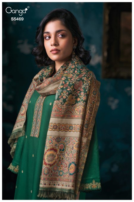 Kristen 5469 By Ganga Pure Pashmina Dress Material